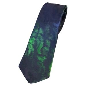 Playboy Neckwear Mens Tie Green Black Metallic Abstract Pattern Formal